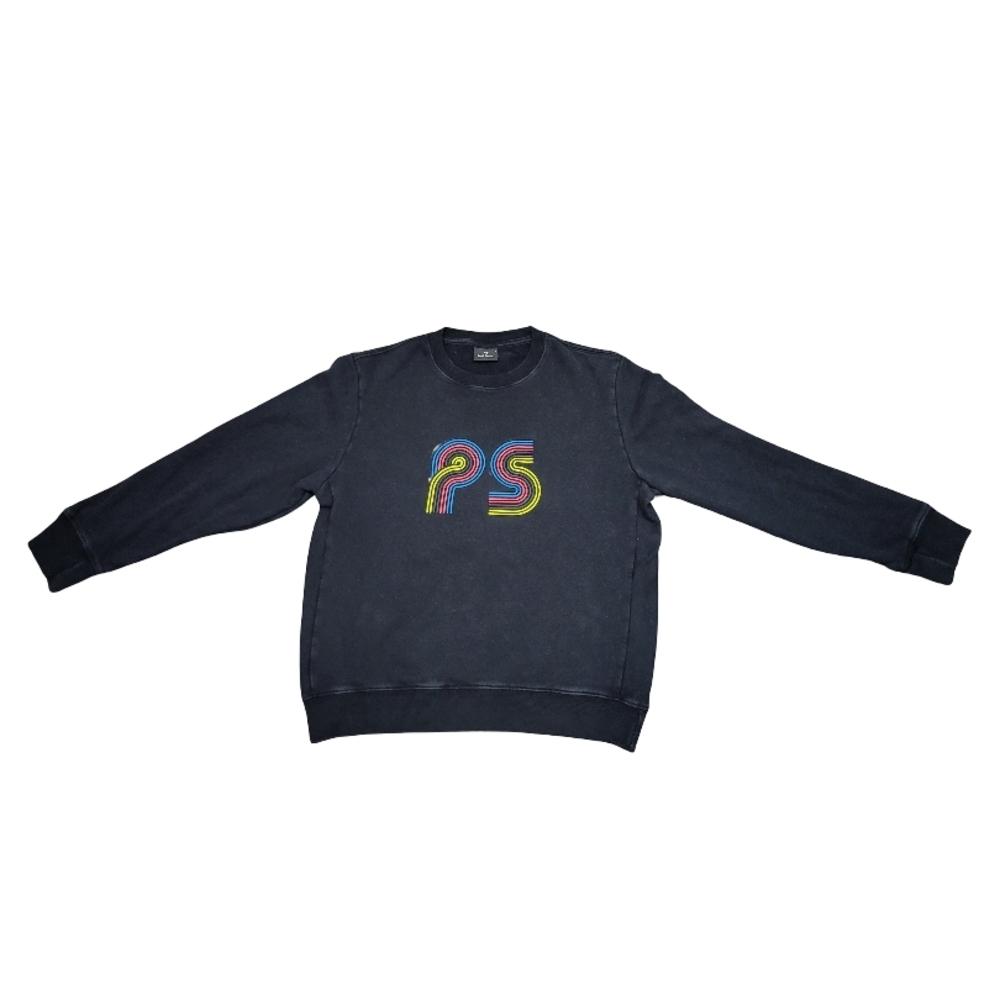 Paul Smith Women's Black Sweater with Colorful Logo - Size Medium